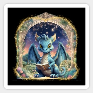 Baby Dragon with Book Magnet